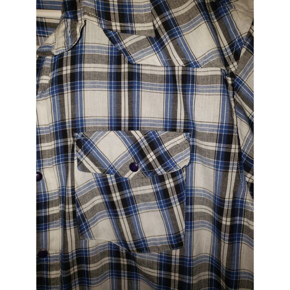 Fourcast Men’s L Plaid Pearl Snap Western Shirt Y2K Vintage Cowboy Style - Picture 5 of 9